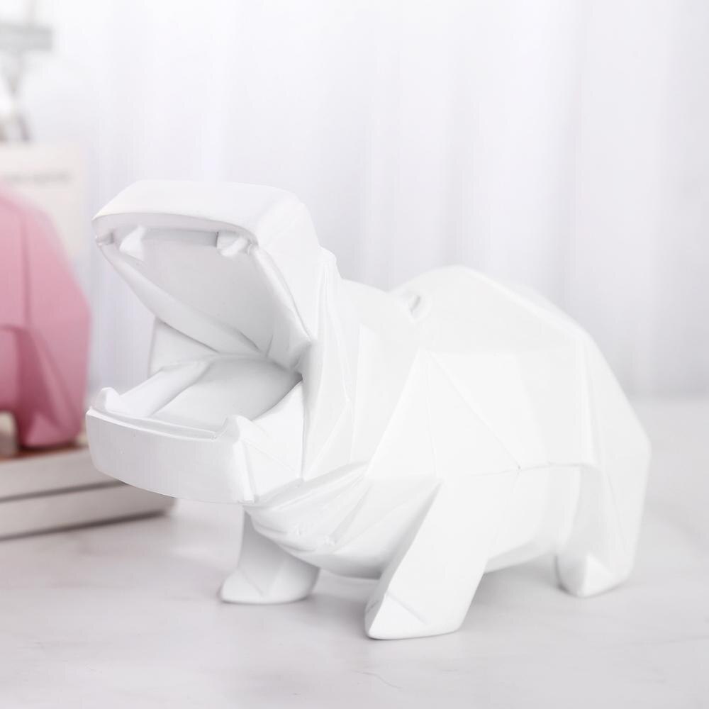 Mini mignon animaux tirelire polygone hippopotame ours polaire pour enfants adultes tirelire économiser des pièces de monnaie boîte décoration en plastique sûr
