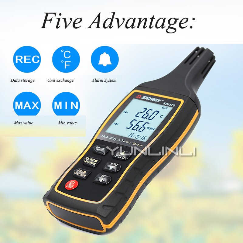 Handheld Digital High-sensitivity Digital Temperature / Hygrometer Industrial High-precision Temperature / Hygrometer SW-572