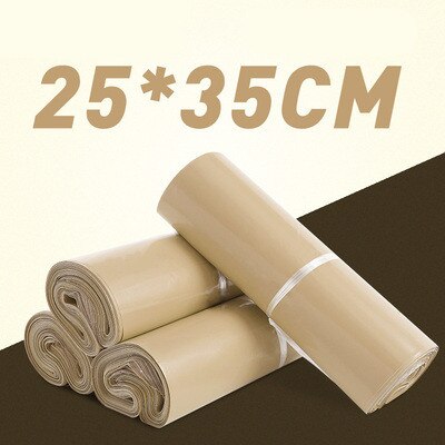 100 pezzi verde nuovo materiale Mailer spessa borsa espressa rosa lettera spedizione imballaggio sacchetto corriere poli sacchetto di trasporto posta di plastica: milk tea  25x35cm