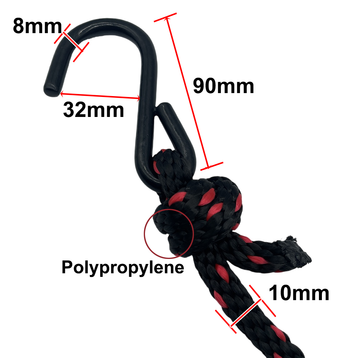 10mm 3m amarrar corda resistente pullley s gancho cabide barraca de acampamento corda polia catracas caiaque canoa barco arco popa