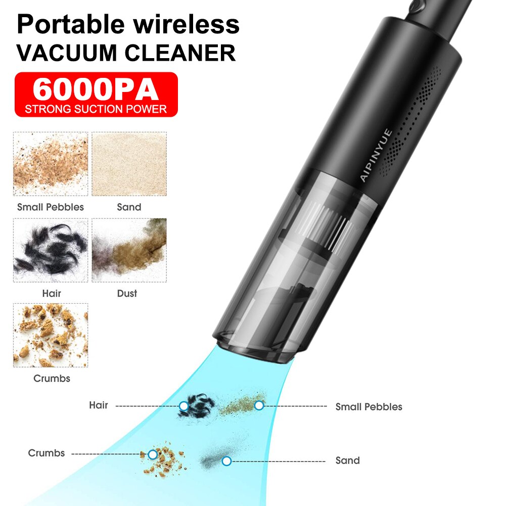 Portable Wireless Car Vacuum Cleaner Rechargeable Lightweight Car Home Dual-purpose Vacuum Cleaner Wet/Dry