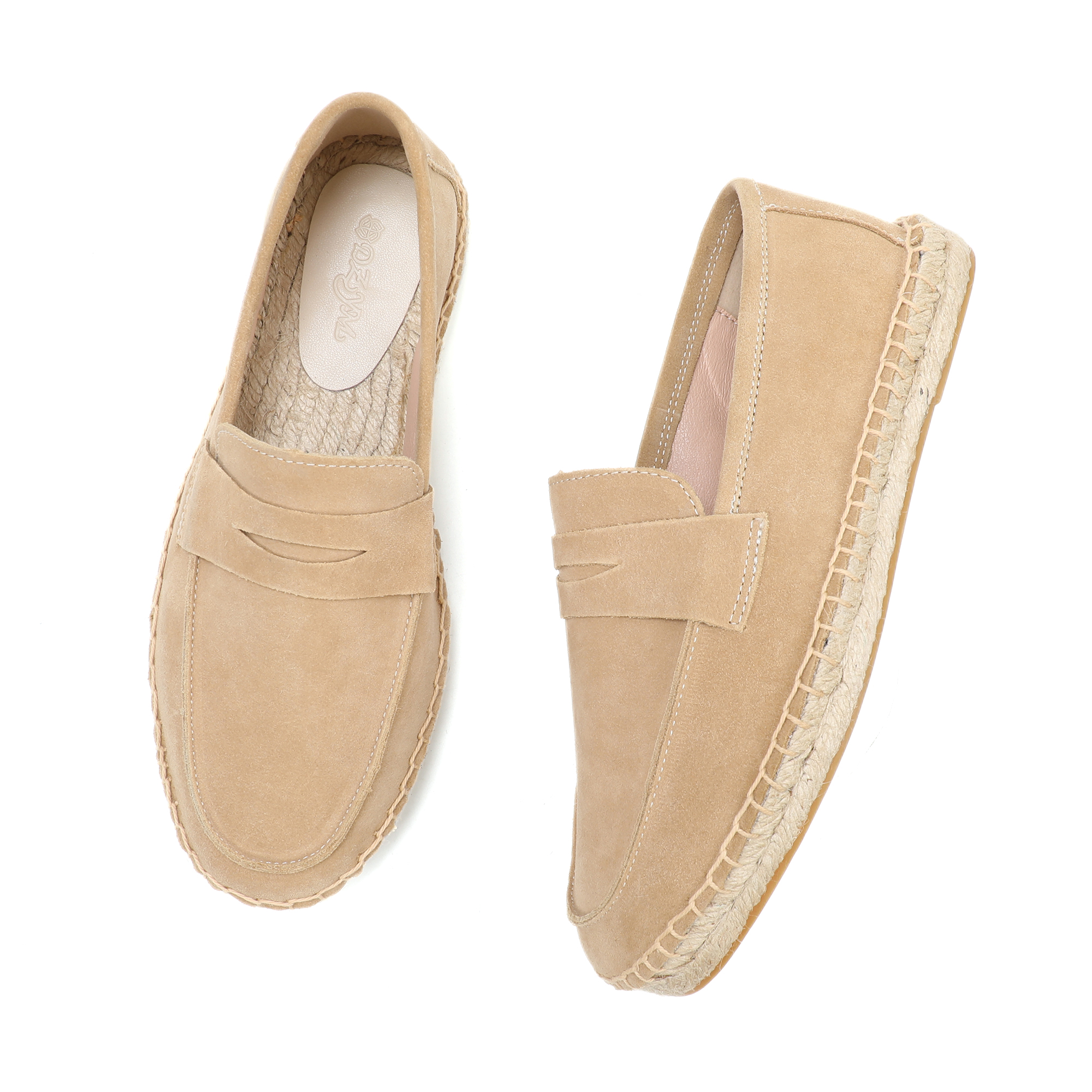 espadrilles dames Loafer Platte schoenen Suède schoenen Instappers Loafers jute Platte schoenen Heren casual: Beige / 14.5