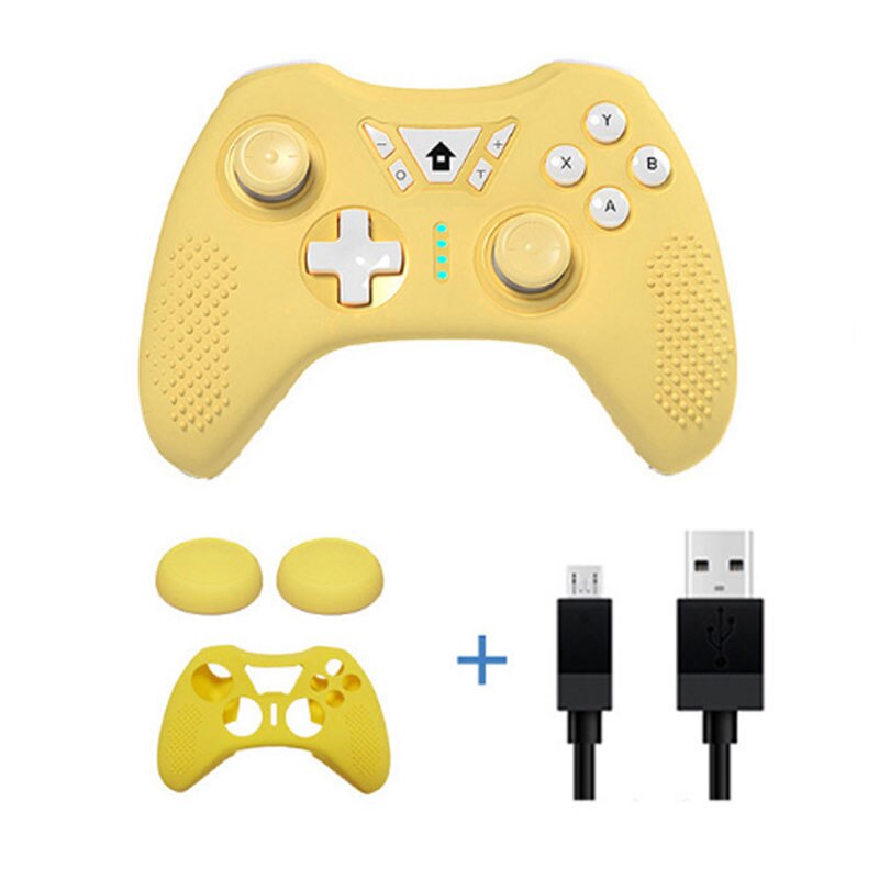 Wireless blue tooth game Controller Joystick Gamepad For Switch Pro/PC Wireless Joystick With Silicone Case: yellow with NFC