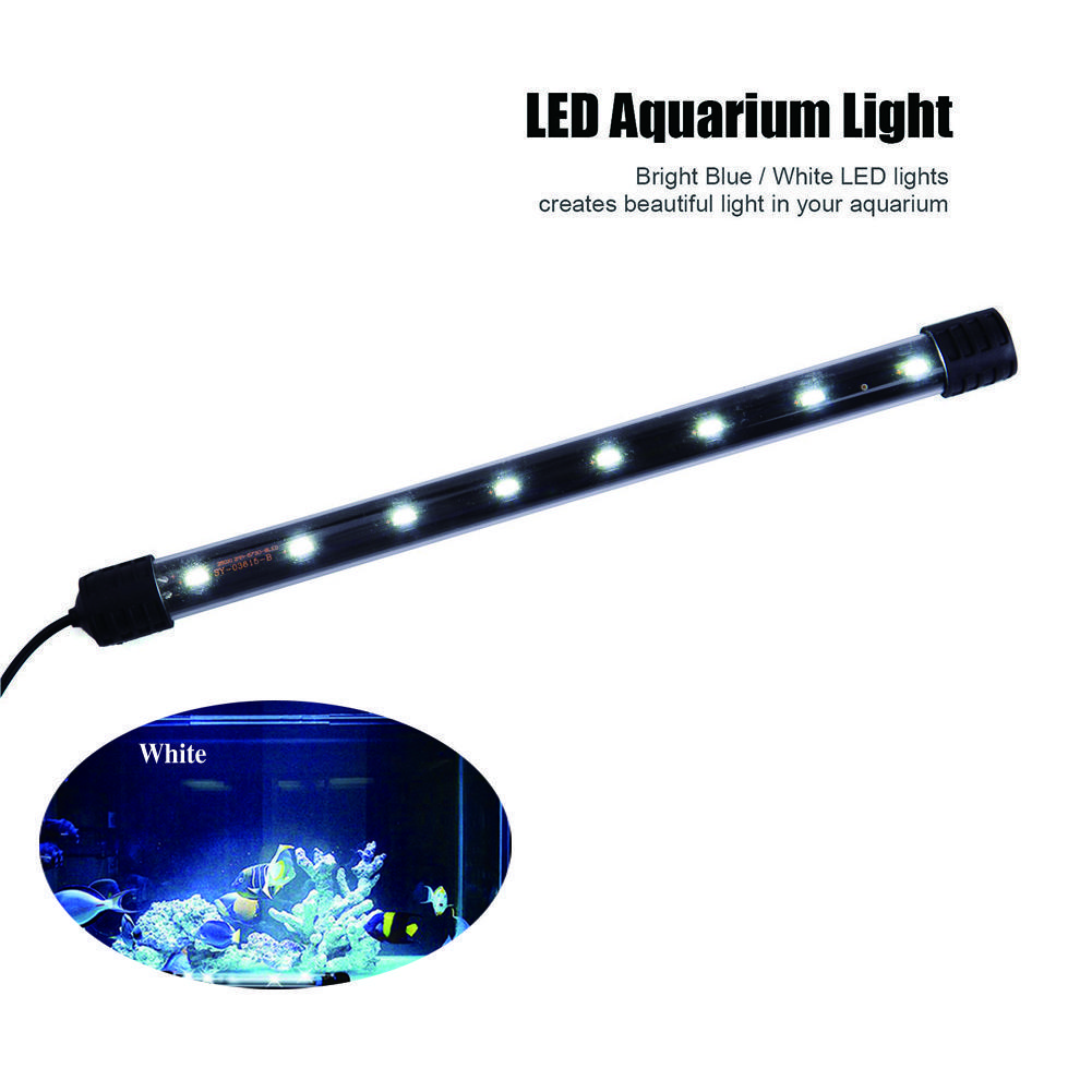 Barra de luz LED impermeable para acuario, lámpara acuática sumergible de 17cm, fluorescente, para buceo, color azul y blanco, 5730 T4LED: white