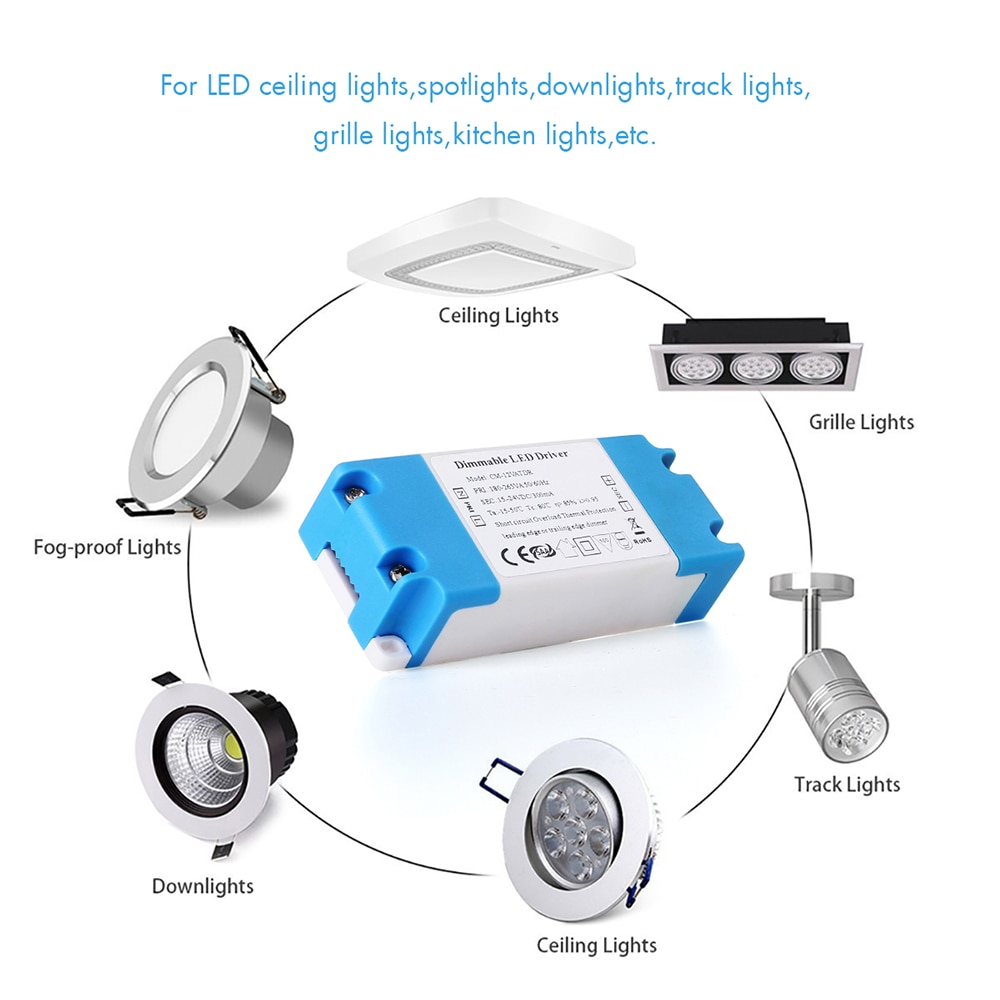 7w 12w 18w 42w kan dimmes med fremkant / bakkant mørkere triac dimming ledet sjåfør til ledet pærer taklampe 300ma-1500ma