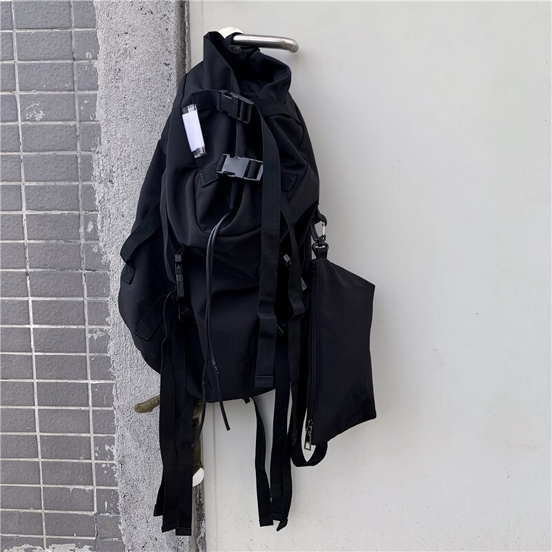 Techwear alternativ svart ryggsäck unisex harajuku pocket buckles tour bag: Default Title