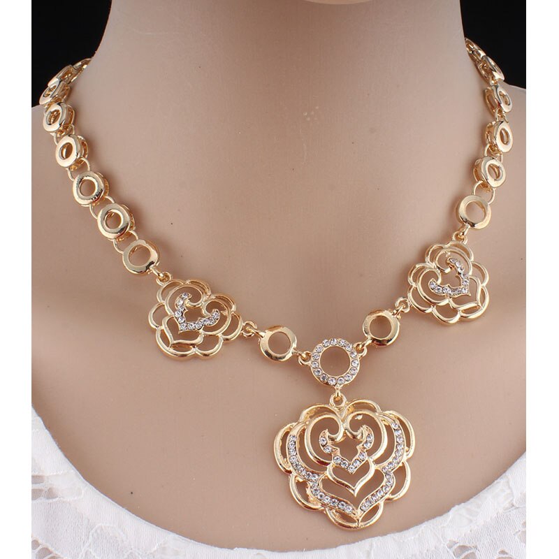Jiayijiaduo Afrikanischen Schmuck einstellen Gold Farbe Halskette Ohrringe Armbinde Ring einstellen für frauen Hochzeit Schmuck Zubehör