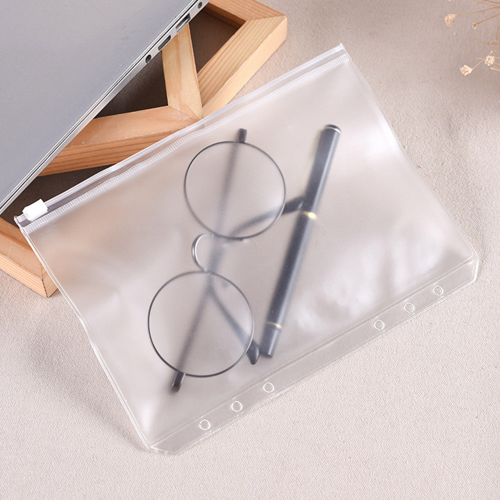 12PCS A5 Size Transparent PVC Document File Paper Binder Loose Leaf Pockets Folders Bags for School Office Supplies