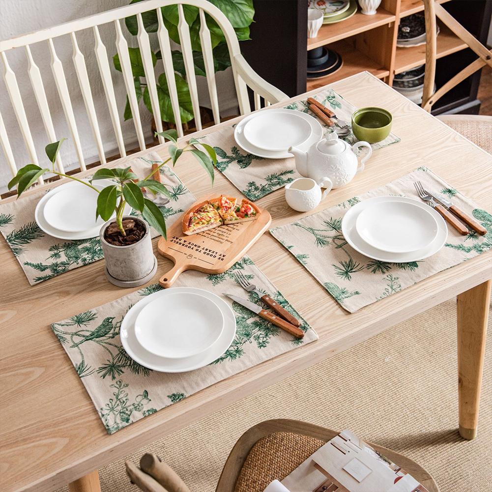 Pine Cone Print Table Runner Linen Dining Table Mat Plant Placemats Table Cloth Runners Modern Home Dining Table Trimmings Decor