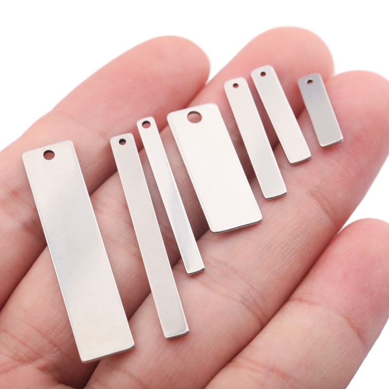 20 stuks roestvrijstalen rechthoekige metalen stempelplaten, labels, platte staafbedels, hangers, doe-het-zelf sieraden, 4 x 40mm 4 x 25mm 9 x 40mm