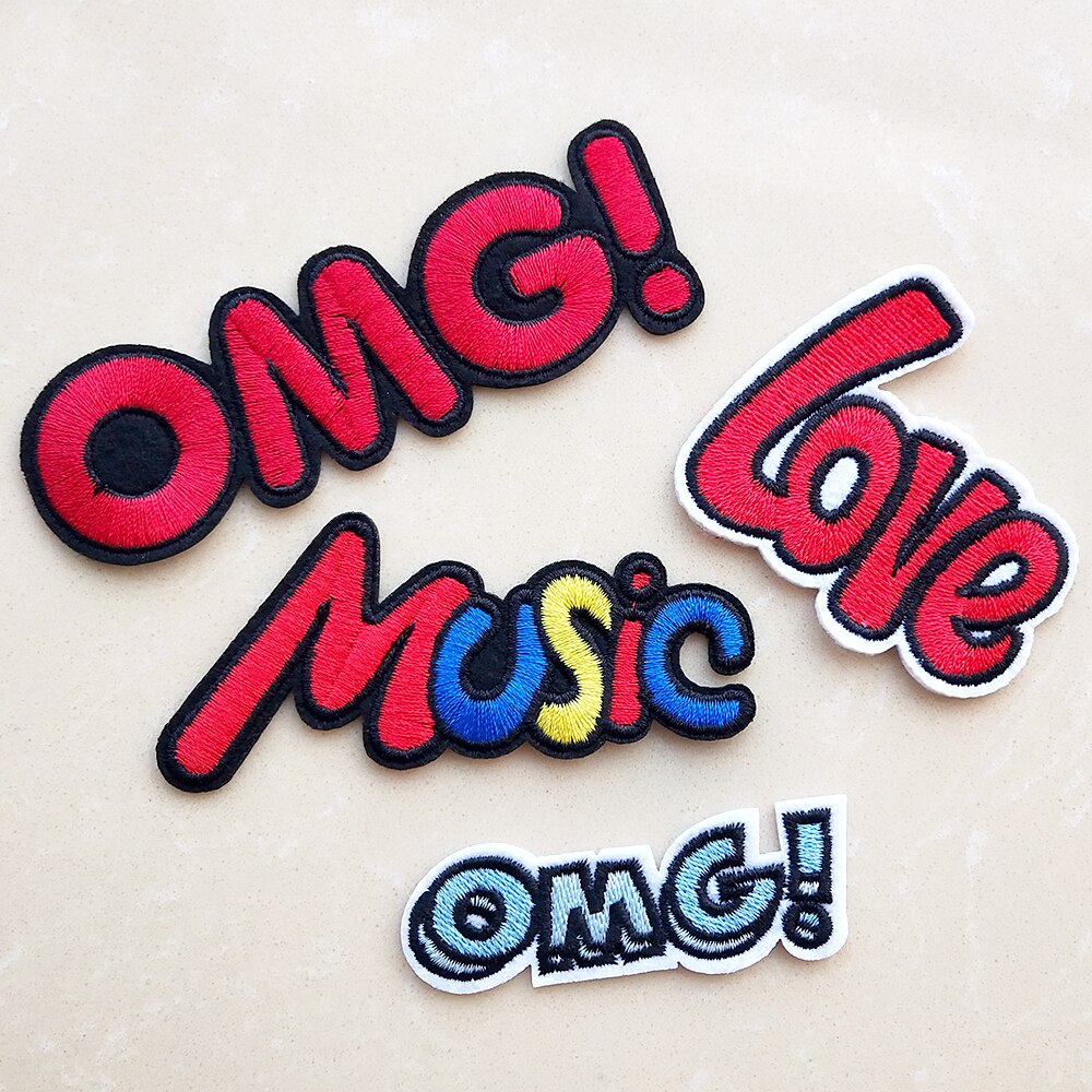 Mode Omg Liefde Muziek Brief Borduurwerk Patches Voor Kleding Ijzer Op Applicaties Stickers Geborduurde Badges Diy Patch