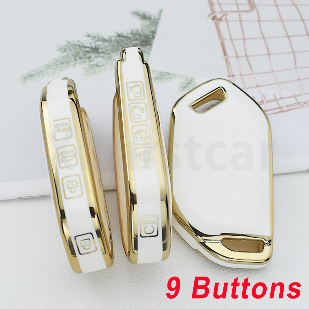 Bolsa de carcasa remota para Kia Picanto Sorento MQ4 Carnival KA4 Morning K5 Carens 4 5 6 7 8 9 botones TPU funda para llave de coche Fob: Plata