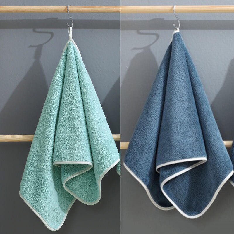 2 Pcs Soft Face Towels Pure Color Adult Face Towels High-density Coral Velvet Bathroom Bathing Absorbent Towel Bathroom Supply: Green and beige