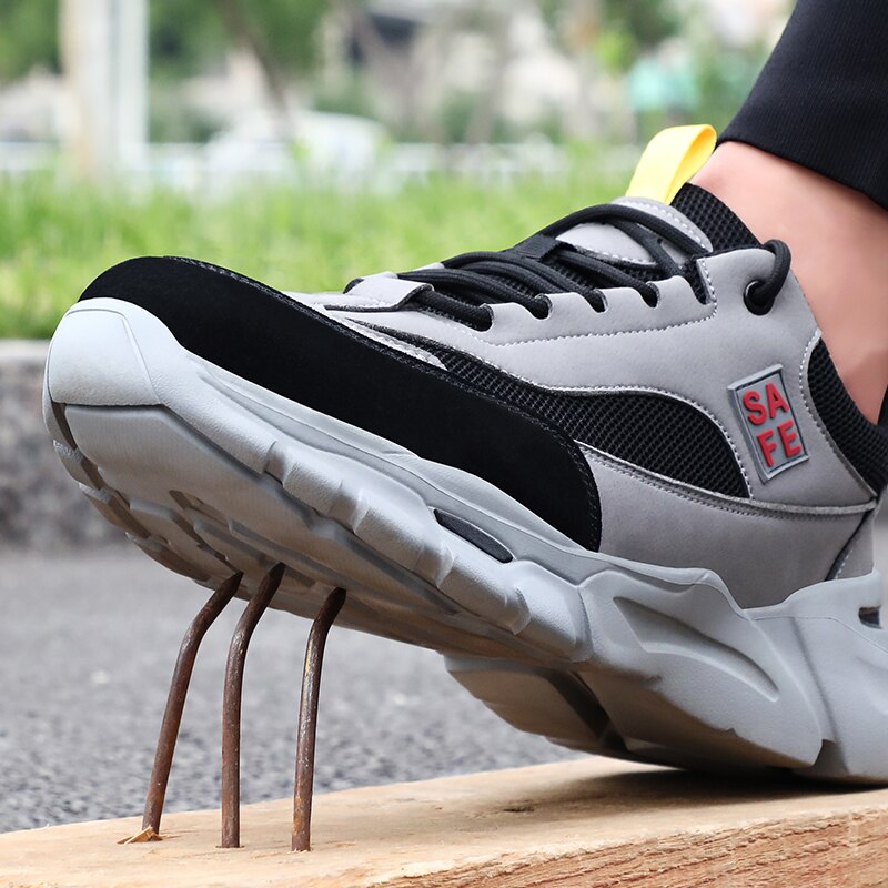Outdoor Heren Slijtvaste Veiligheid Werkschoenen Onverwoestbaar Stalen Neus Naalddichte Werk Boot Ademend Comfortabele Sneakers