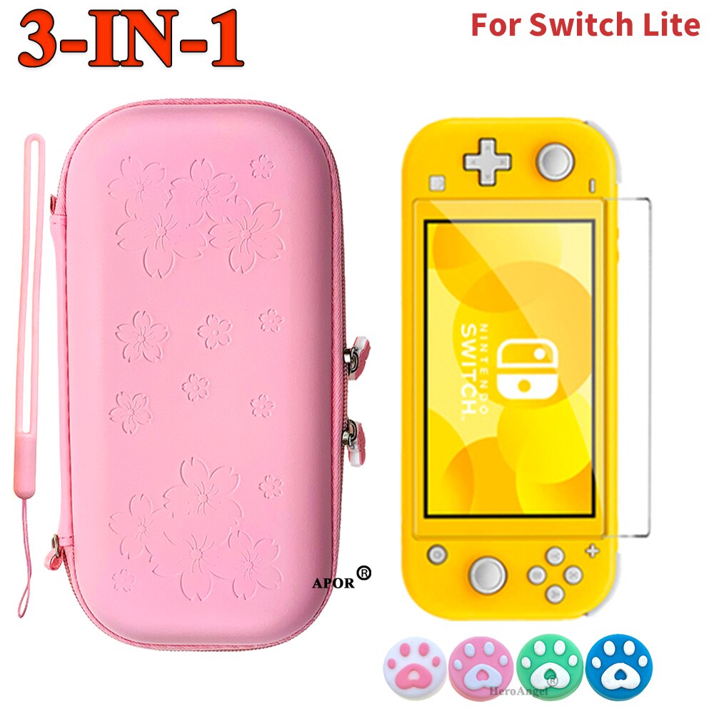 7 IN 1 Sakura custodia IN PU rosa per Nintendo Switch / Lite custodia da viaggio custodia IN pelle per Nintendo Switch accessori protettivi: Lite 3IN1 Pink bag