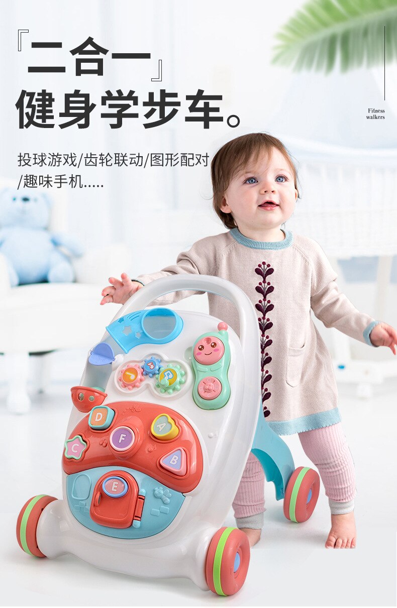 Baby toddler walker anti-o-ben multifunktionel anti-rollover dreng baby pige toddler kan sidde folde elev