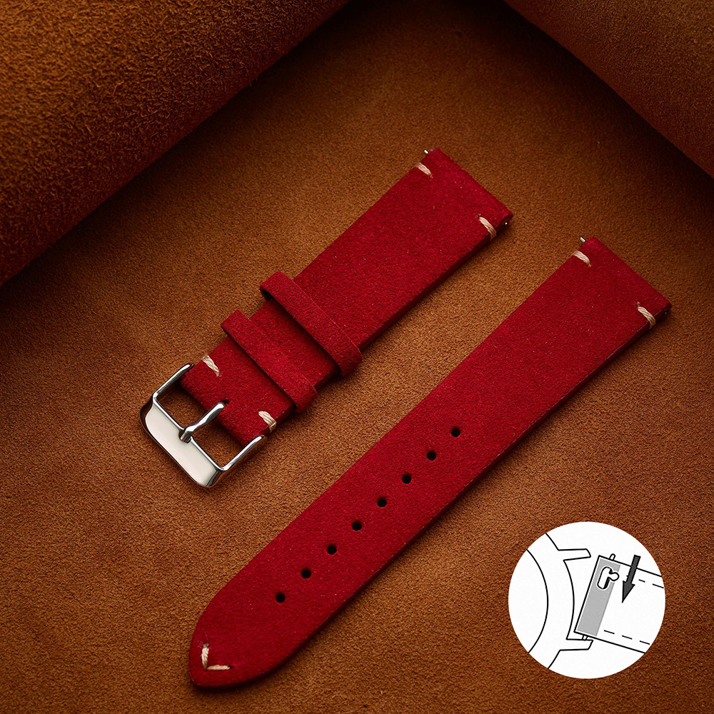 Correa de ante suave de liberación rápida, pulsera de 14mm, 16mm y 18mm, correas de reloj marrones de 20mm y 22mm, pulsera de piel de becerro, accesorios para mujeres y hombres: Blanco de la plata / 16 mm