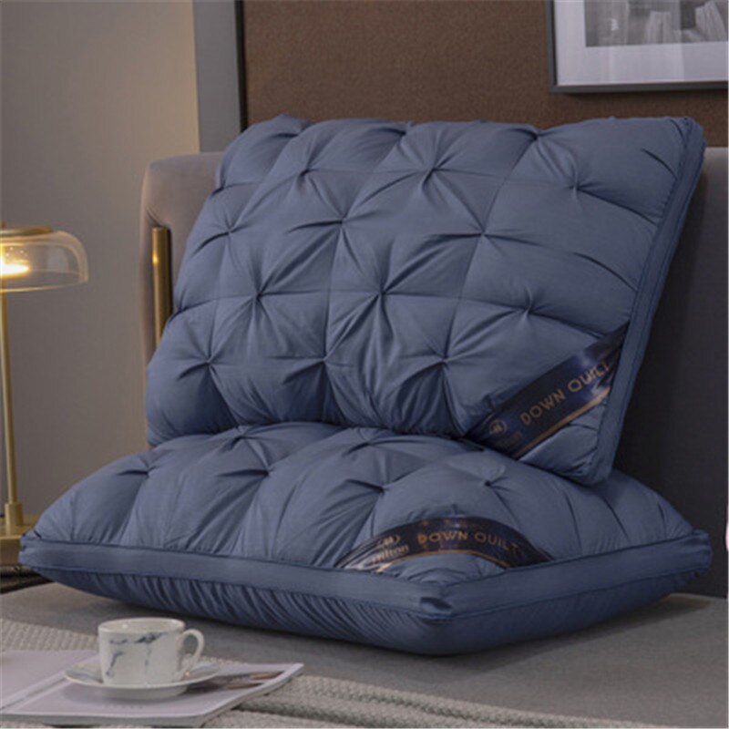 Oreiller de couchage doux à carreaux décoratifs, oreiller orthopédique de Massage, pour la maison, l'hôtel: Bleu