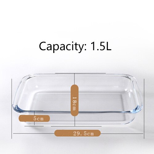Duża pojemność wyczyść podłużne szkło hartowane naczynia robić pieczenia patelnia podstawy piekarnika płyta robić pieczenia nie-Stick narzędzie kuchenne ser taca ryżowa: 1.5L