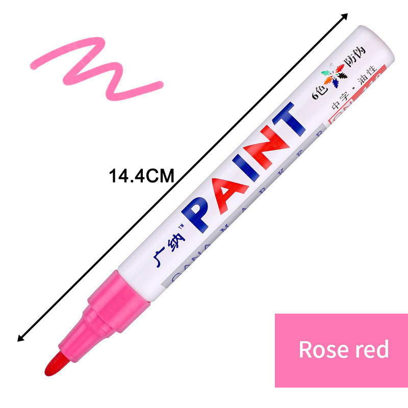 1Pcs Colorful Waterproof Oily Paint Marker Pen Car Tyre Multipurpose Metal Package School Supplies Stationery 12 Colors: Pink