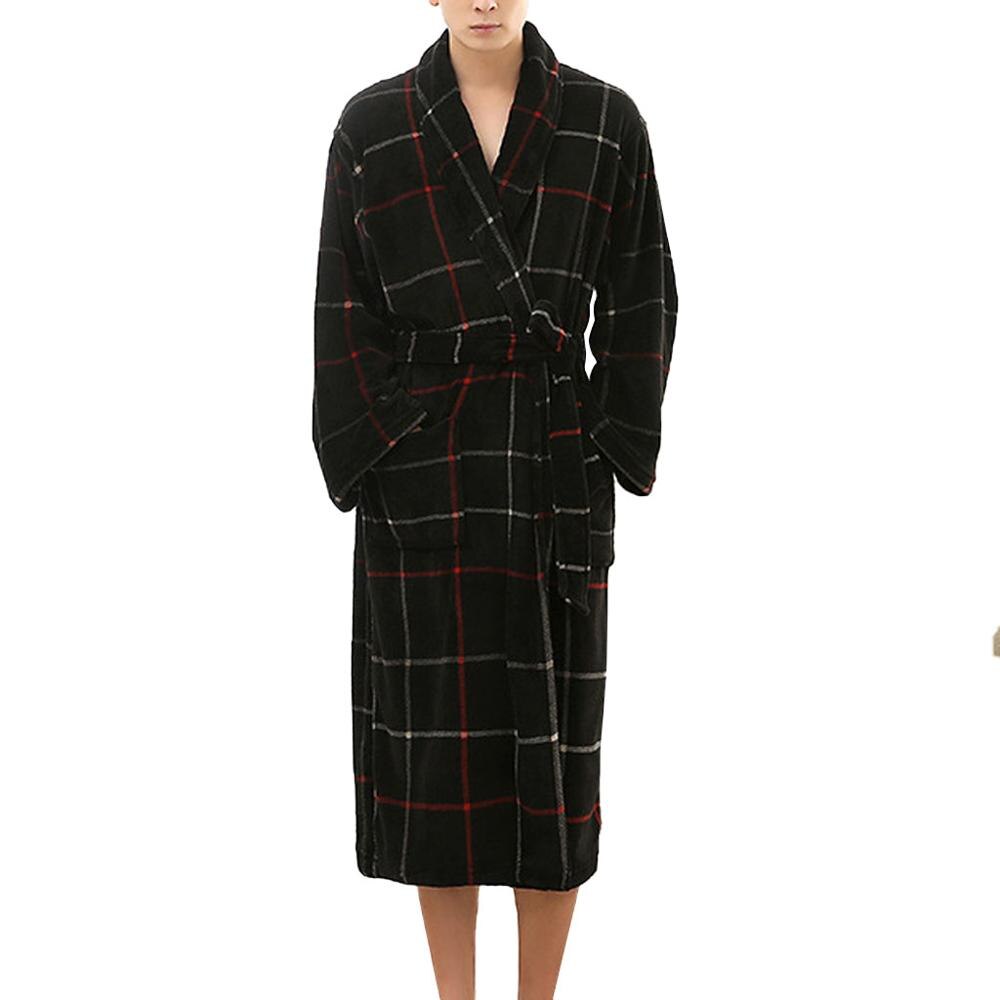 Hommes hiver allongé peluche châle peignoir maison vêtements à manches longues Robe manteau bain robe peignoir homme peignoir homme #1210: A / XL