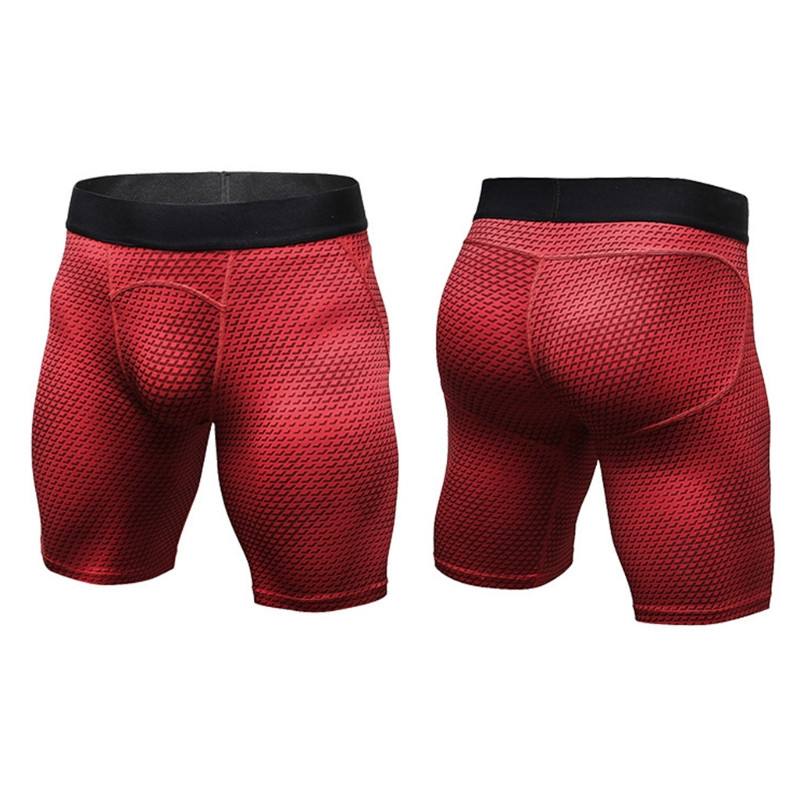 Ropa de compresión para el gimnasio para hombre, pantalones cortos de capa Base, medias atléticas 1 unidad: Rojo / L