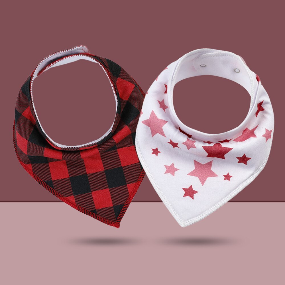 2 pcs/lot Baby Bibs Burp Cloth Print Arrow Wave Triangle Baby Bibs Cotton Reusable Washable Adjustable Baby Meal Infant Bibs