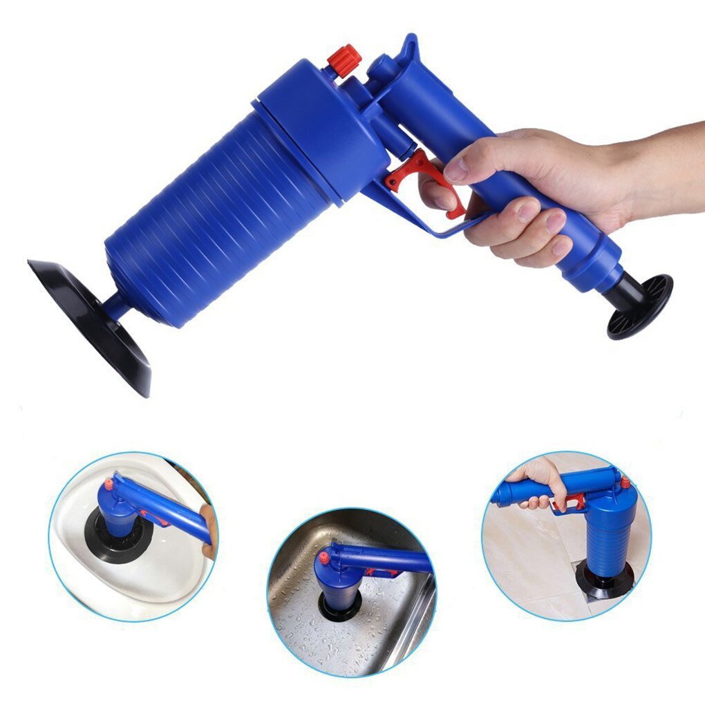Air Power Drain Blaster Set High Pressure Powerful Manual Sink Plunger Toilets Bathroom Pipe Clog Remover Kit