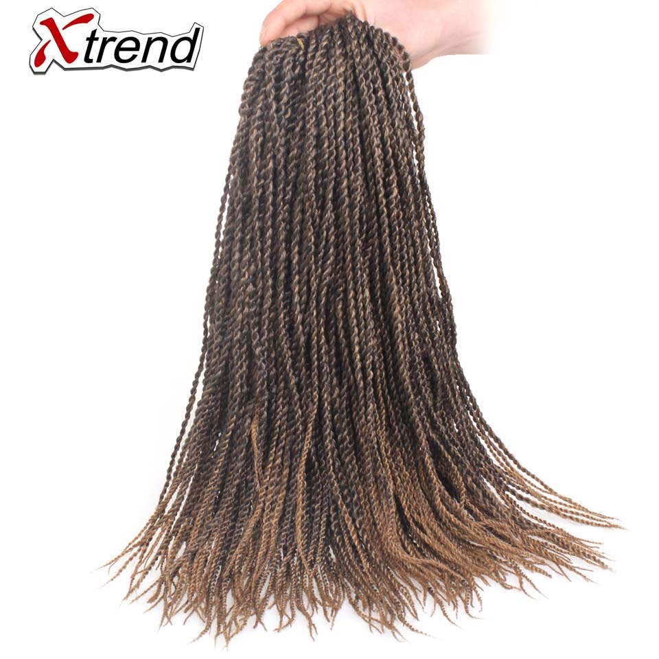 Xtrend senegalés giro Crochet trenza sintética extensiones de cabello 16 pulgadas 60 hilos por paquete Ombre negro marrón giros trenzas
