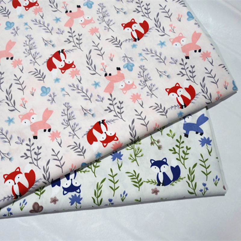Couette en coton imprimé renard pour bébé, tissu en coton Patchwork, couture, drap de lit, drap de lit, tissu en coton, bricolage robe