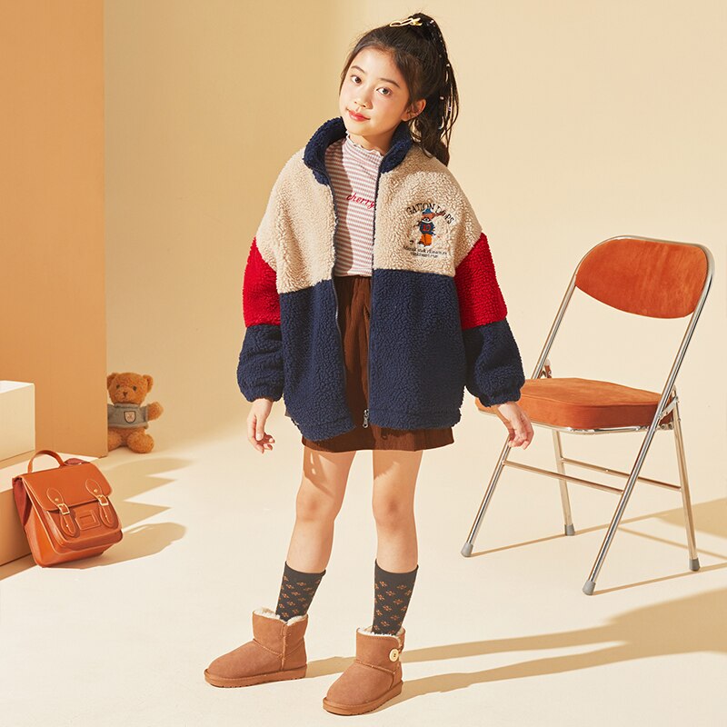 tonnellata Leone bambini inverno ragazze 'peluche cappotto moda carino casuale cerniera boutique abbigliamento per ragazze adatto da 5 a 12 anni