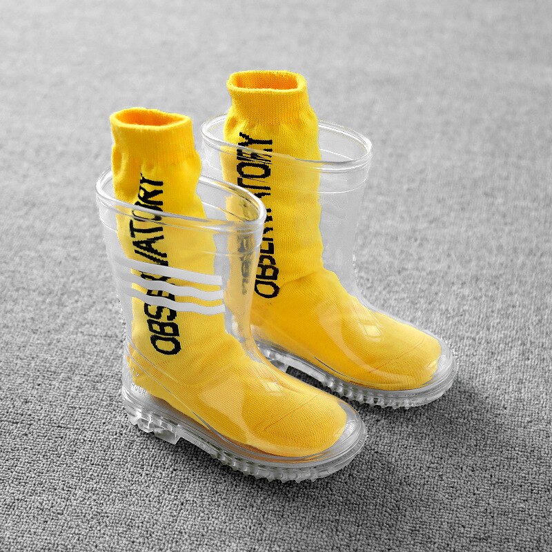 Jungen Mädchen Wasser Schuhe Kinder nicht-Unterhose wasserdicht Schuhe setzen tragen-beständig Fuß Startseite transparent dick Regen Stiefel Gingham