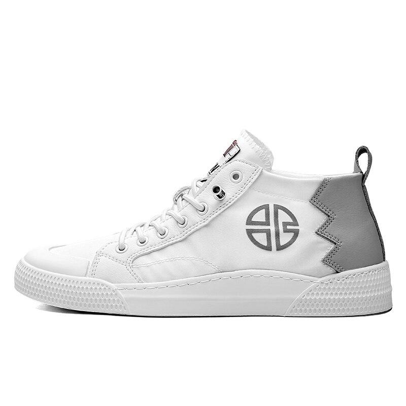 Sommar andas små vita skor herr high top board skor herr fashionabla och mångsidiga koreanska fritidsskor för män: Vit ask / 12