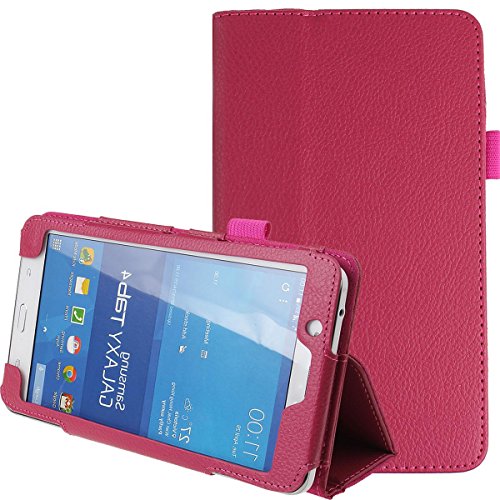 Para Samsung Galaxy Tab 4 7,0 plegable de cuero de la PU cubierta de la caja del soporte para Samsung Galaxy Tab 4 7,0 "Tablet SM-T230 SM-T231 caso: Rose Red