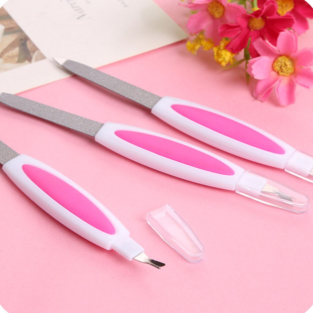 NianLenss2 In 1 Nagelvijl Dode Huid Vork Manicure Tool Rvs Multifunctionele Tweekoppige Nail File