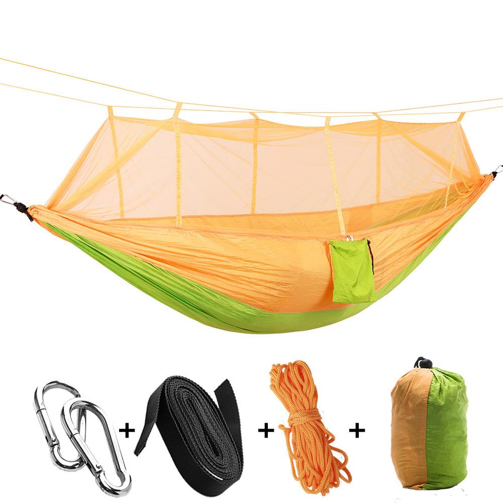 4 färg nylon myggnät tält hängmatta robust hängande camping tält soffa hållbar praktisk gung hängande säng resa utomhus: Gul fruktgrön