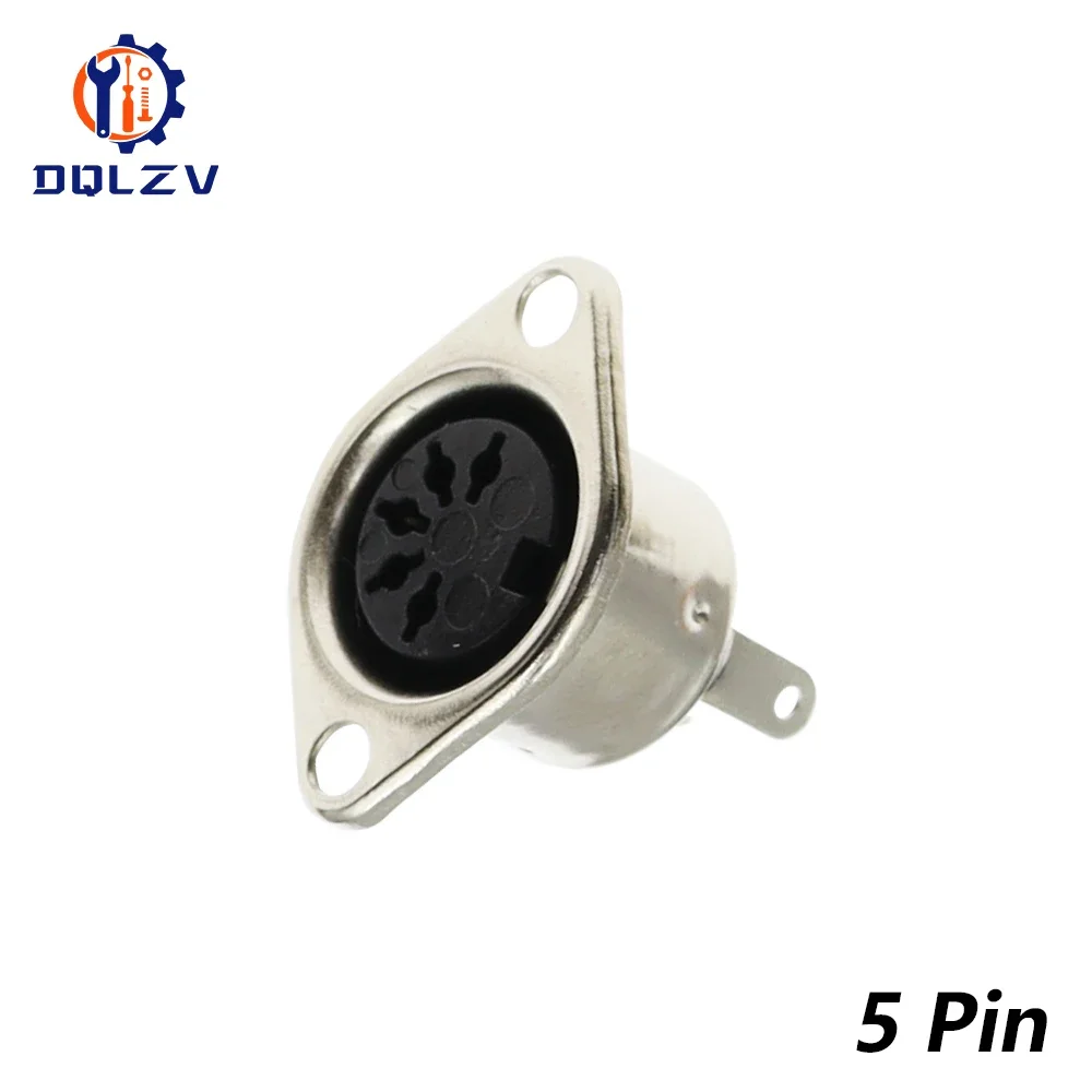 Metal 3 4 5 6 7 8 Pin DIN Female Socket Hulled Panel Mount Chassis Connector Soldering Iron: Lavender / 10-19Pcs