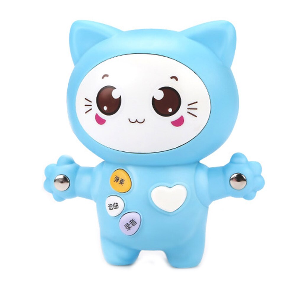 Cute Electronic Music Scale Kitty Toys Parent-Child Interaction Toy Cartoon Rercorder: Blue