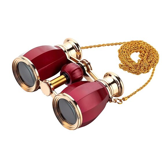 AOMEKIE 4X30 Opera Glasses Theater Binoculars Metal Frame Optical Lens Telescope with Chain for Women Girls: Red