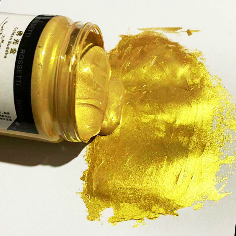 300Ml Golden Acryl Verf Boeddhabeeld High-End Outdoor Waterdicht Goud Verf Glitter Diy Acryl