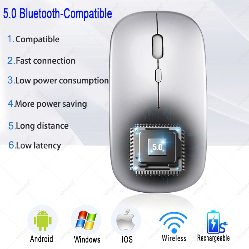 5.0 BT sans fil souris pour Apple iPad 10.2 9.7 5th 6th 7th 8th 9th génération d&#39;air 3 10.5 Pro 11 12.9