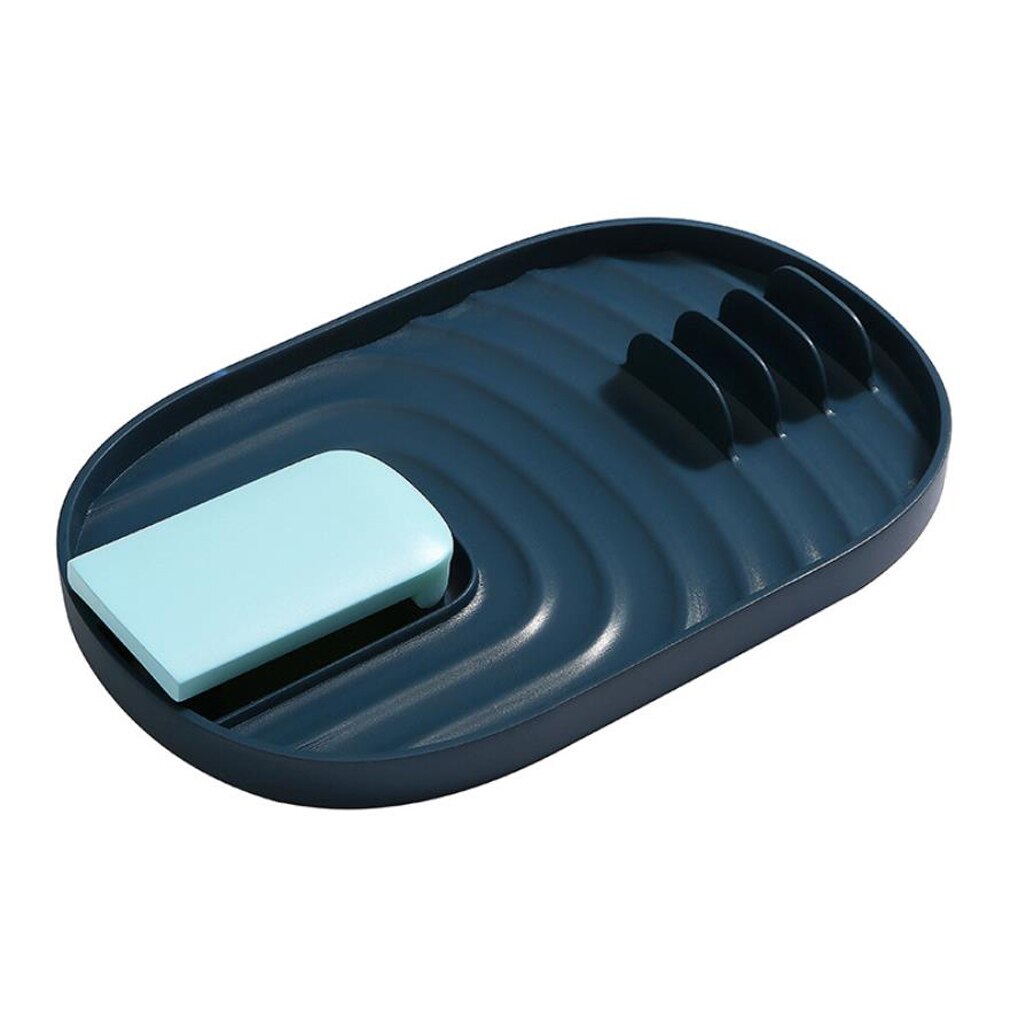 Multifunctionele Keuken Pollepel Lepel Rest Holder Werktuig Organisator Spatel Houder Rekken Pot Deksel Opslag Pad Rack Plastic Deksel Houder: Marineblauw