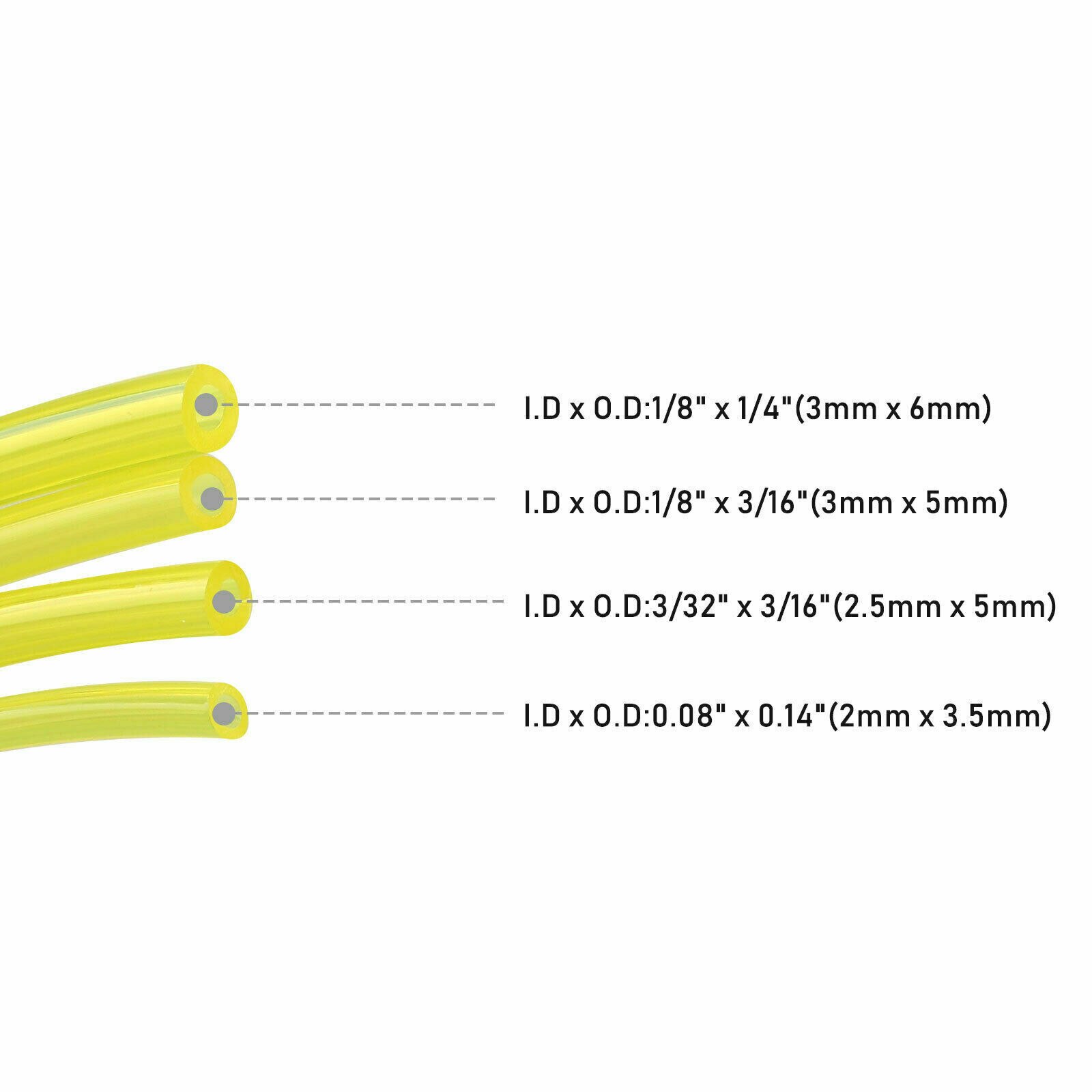Fuel Line Hose Tube W/ 4 Sizes Tubing For Tygon Common 2 Cycle Small Engine And Fuel Line