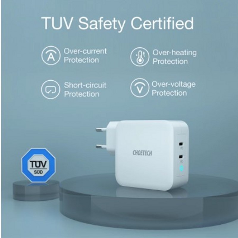 CHOETECH PD 100W GaN Dual USB Type C Charger for MacBook Air iPad iPhone 12 Pro Samsung Huawei ASUS Wall Charger for Lenovo DELL