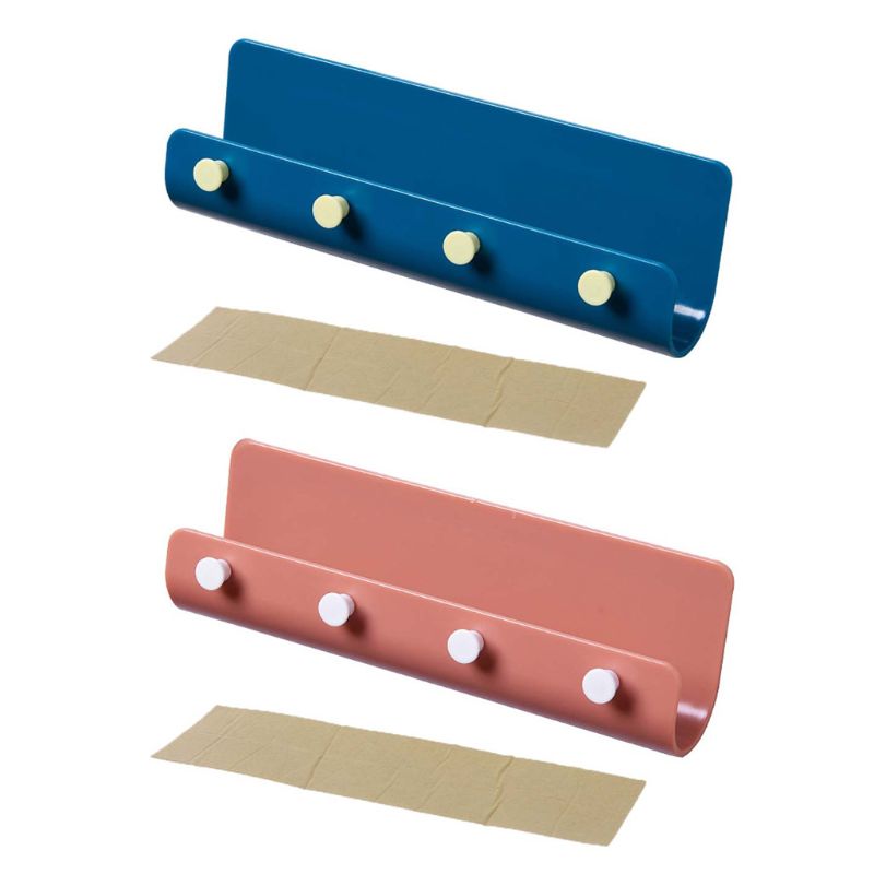 Key Towel Hanger Holder Storage Wall Mount Hook Rack DIY Organizer 4 Hooks Shelf