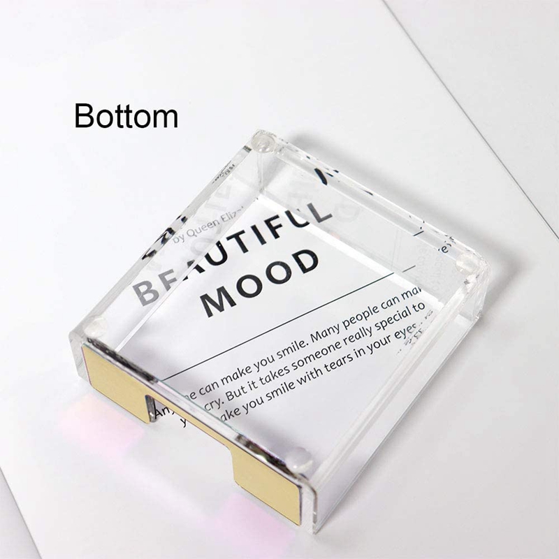 Acrylic Sticky Notes Pad Holder Desktop Organizer 3.5X3.3 Inch Memo Holder For Office Home Desk Supplies(Gold)