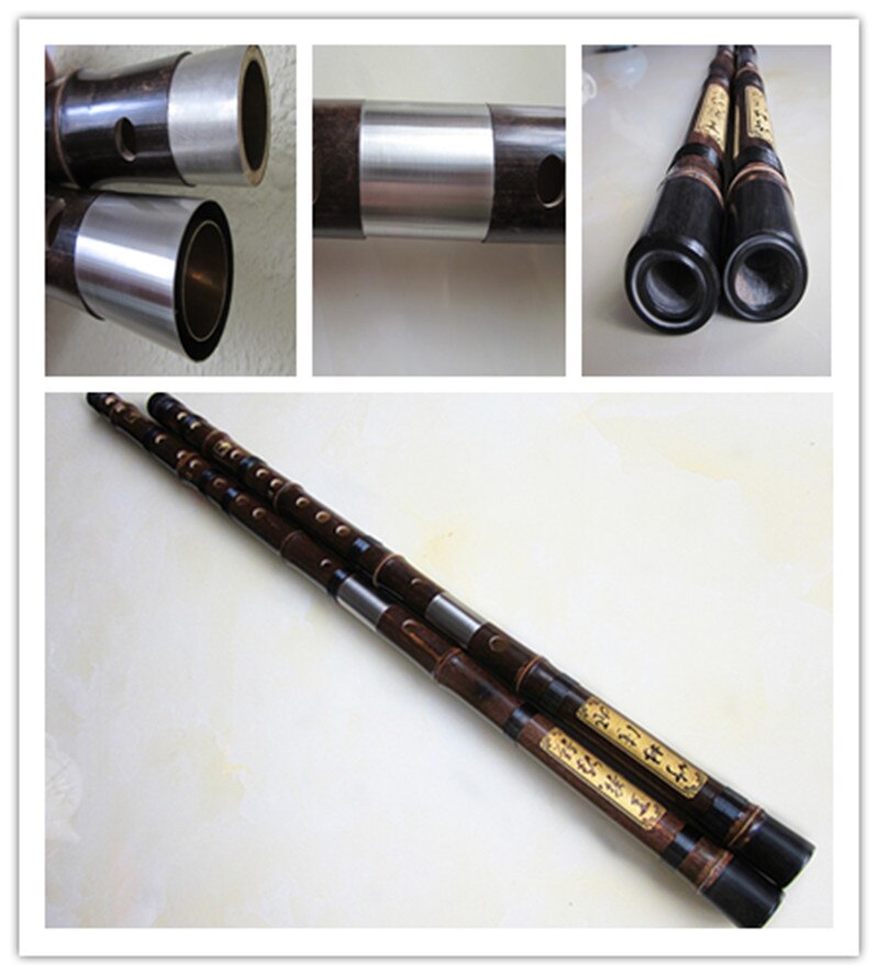 Flûte chinoise amère en bambou, avec trou transversal, prise en cuivre blanc,