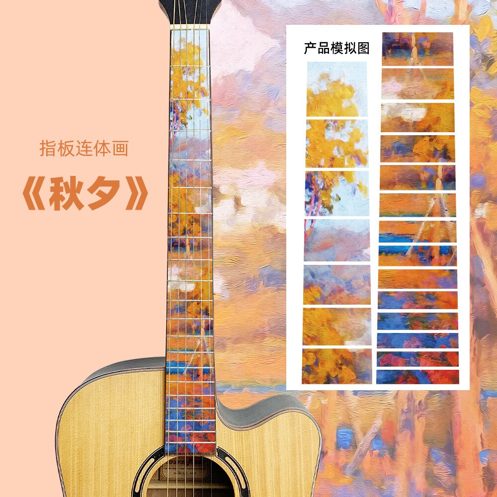 Gitaar fretboard stickers inlay glitter sticker gitaarhals kop guitarra bas ukelele dunne sticker guitarra accessoires: Stijl 14