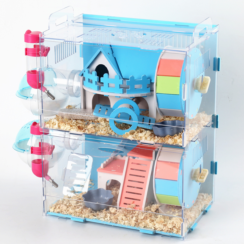 Gabbia del criceto Acrilico super villa Orso D'oro Trasparente Singolo e Doppio Strato Castello Prodotti Di base di Lusso