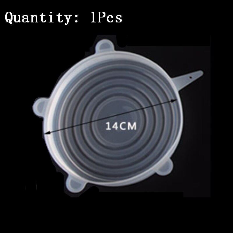 6pcs Fruit Food Saran Wrap Stretch Vacuum Silicon Cover Kitchen Storage Reusable Organization Keep Fresh Seal Lid Bowl Container: 14cm white